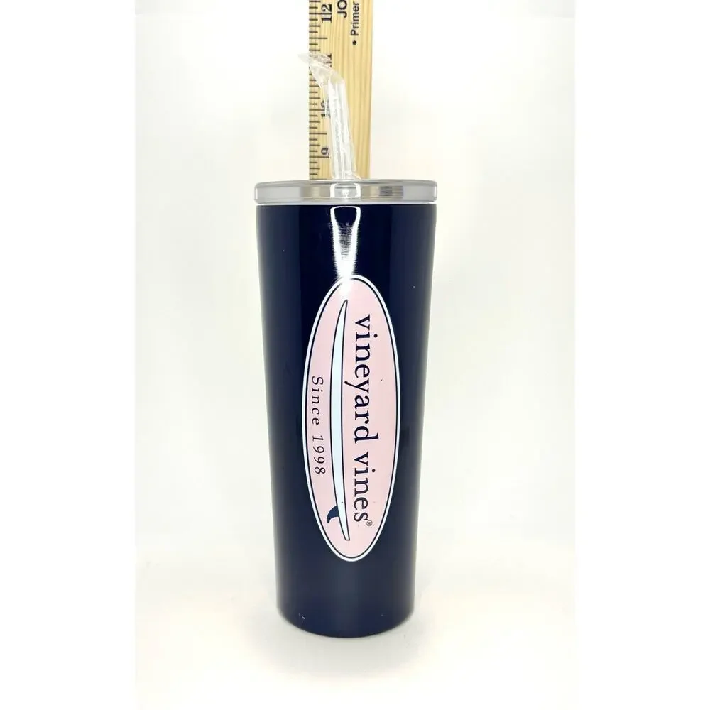 Vineyard Vines Stainless Steel 22.5 oz Drink Tumbler with Lid & Straw